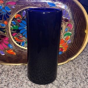 Vintage Elegant 9”x4” Cylindrical Glossy Ceramic Black Vase by Haeger, USA Made